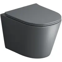 Унитаз подвесной Grossman GR-4477GMSQ безободковый, торнадо, с сиденьем микролифт, серый матовый