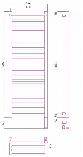 Электрический полотенцесушитель Сунержа Богема 3.0 с 1 полкой 1200х400 00-5807-1240