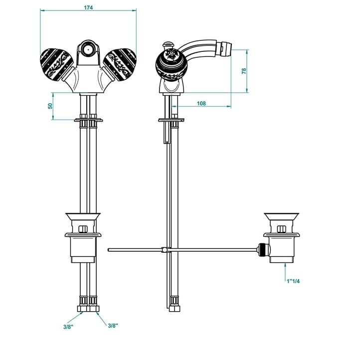 Смеситель для биде THG Marquise noir dcor Or A7F.F01.3202 золото