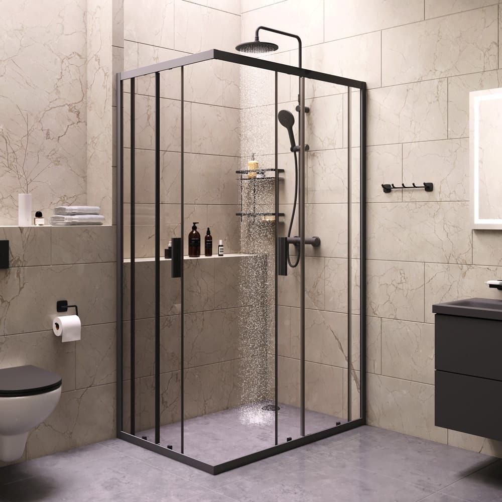 Комплект душевого уголка Am.Pm Gem S 120x80 WK93ER черный матовый