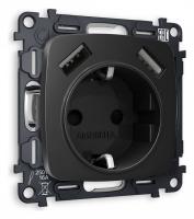 Розетка с заземлением и 2хUSB type A без рамки Ambrella Volt Quant MO809010