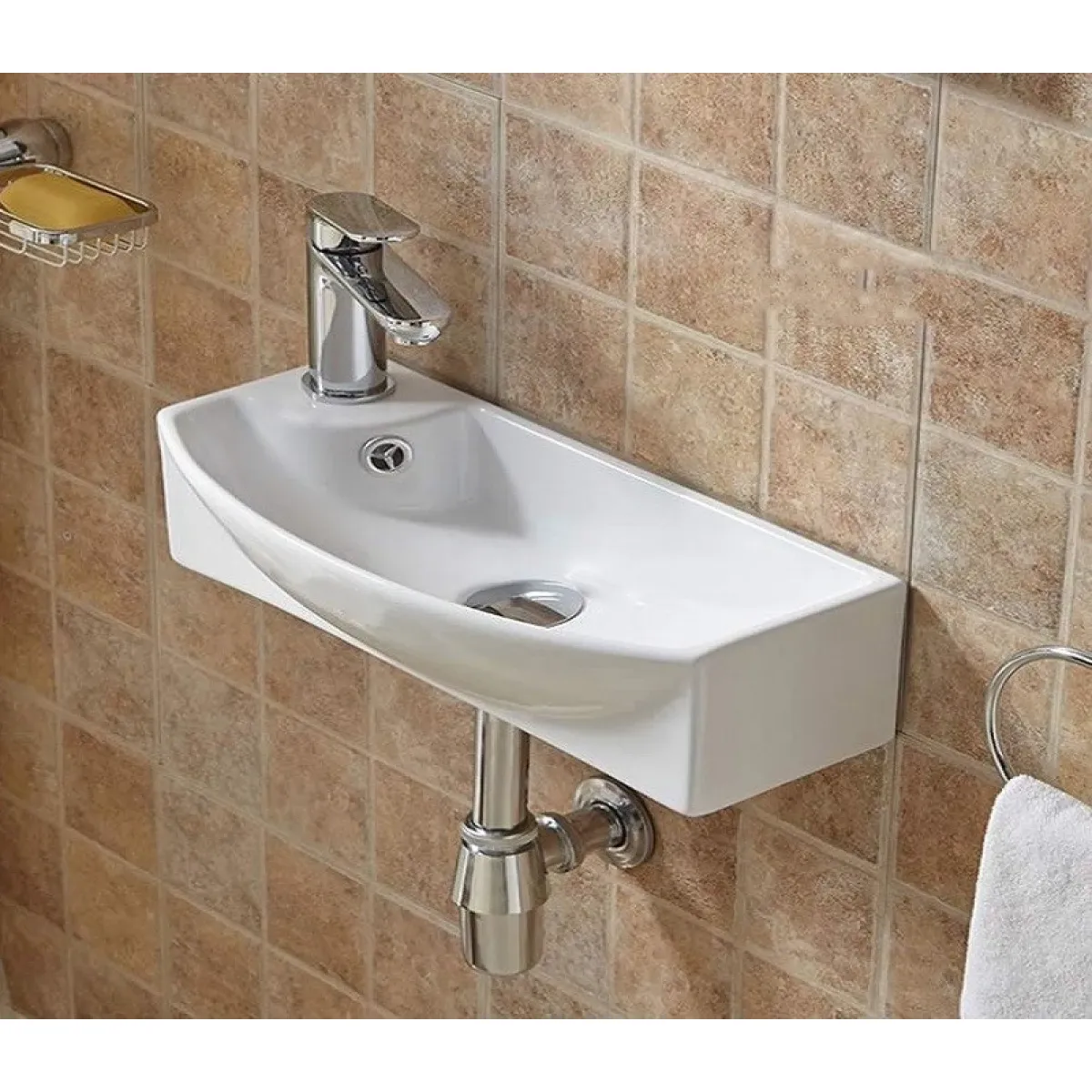Раковина CeramaLux 7946R 45,5x22,5 см R, рукомойник, белый