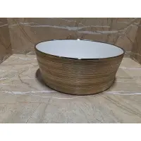 Раковина-чаша CeramaLux C1055 36,5x36,5 см, накладная, белый/золото