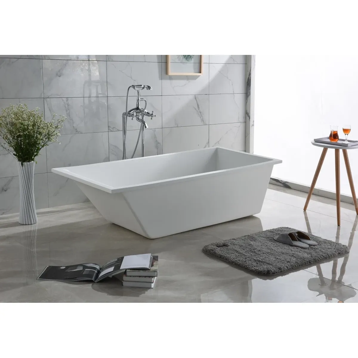 Ванна из литьевого мрамора Timo Anneli Solid Surface ANNELI1675 167,4x73,6 см, белый матовый