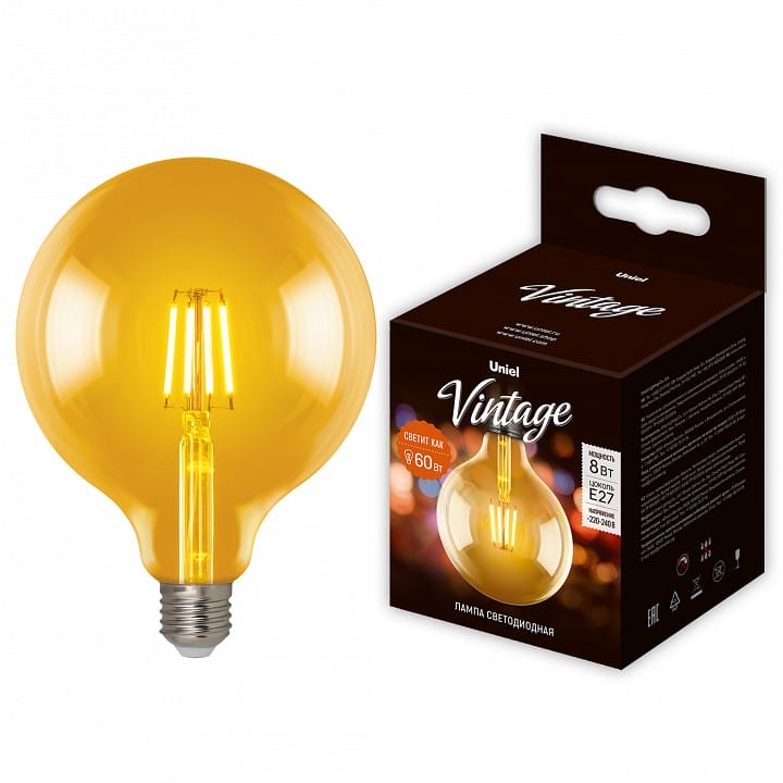 Лампа светодиодная Uniel Golden E27 8Вт K UL-00002358