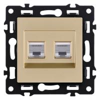 Розетка двойная Ethernet RJ-45 и со шторками, без рамки Kollinger Asthetik AS-018GD