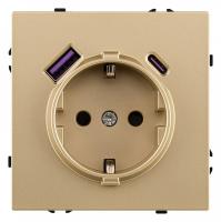 Розетка с заземлением и со шторкой и 2хUSB type A и C, без рамки Kollinger Eclipse EC-016GD