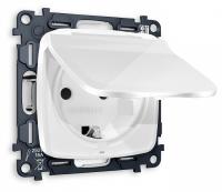 Розетка с заземлением и со шторкой, без рамки с крышкой Ambrella Volt OMEGA MO108010