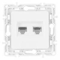 Розетка двойная RJ-11 и Ethernet RJ-45 без рамки Arte Milano am-217 217.44-1.white