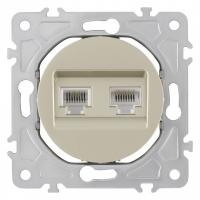 Розетка двойная RJ-11 и Ethernet RJ-45 без рамки Arte Milano am-202 202.44-1.shampan