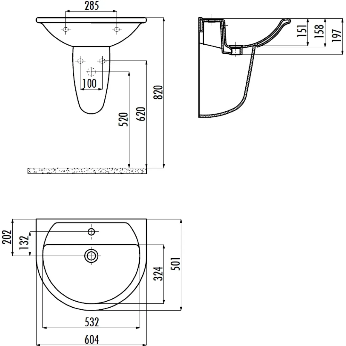 Раковина Creavit Selin SL060-00CB00E-0000 60,4x50,1 см, подвесная, белый
