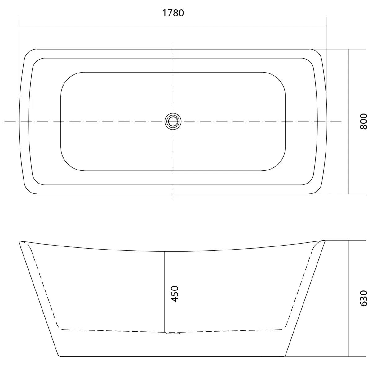 Акриловая ванна Aquatek Верса AQ-4880 178x80 см, отдельностоящая, белый