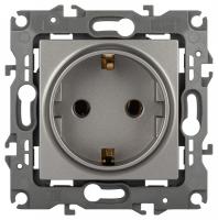 Розетка с заземлением и со шторкой, без рамки Эра Эра 12 12-2101-16