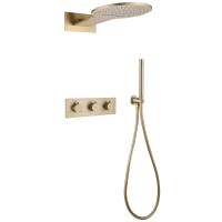 Душевой комплект Abber Wasser Kreis AF8151G с термостатом золото матовое