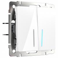 Выключатель проходной двухклавишный с подсветкой без рамки Werkel белый W1122101