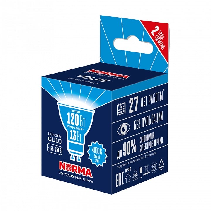 Лампа светодиодная Volpe LED-JCDR GU10 13Вт 4000K UL-00011008