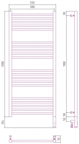 Электрический полотенцесушитель Сунержа Богема 3.0 прямая 1200х500 31-5805-1250 матовый черный