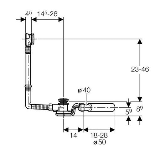 Слив-перелив для ванны Geberit Uniflex 150.755.21.6
