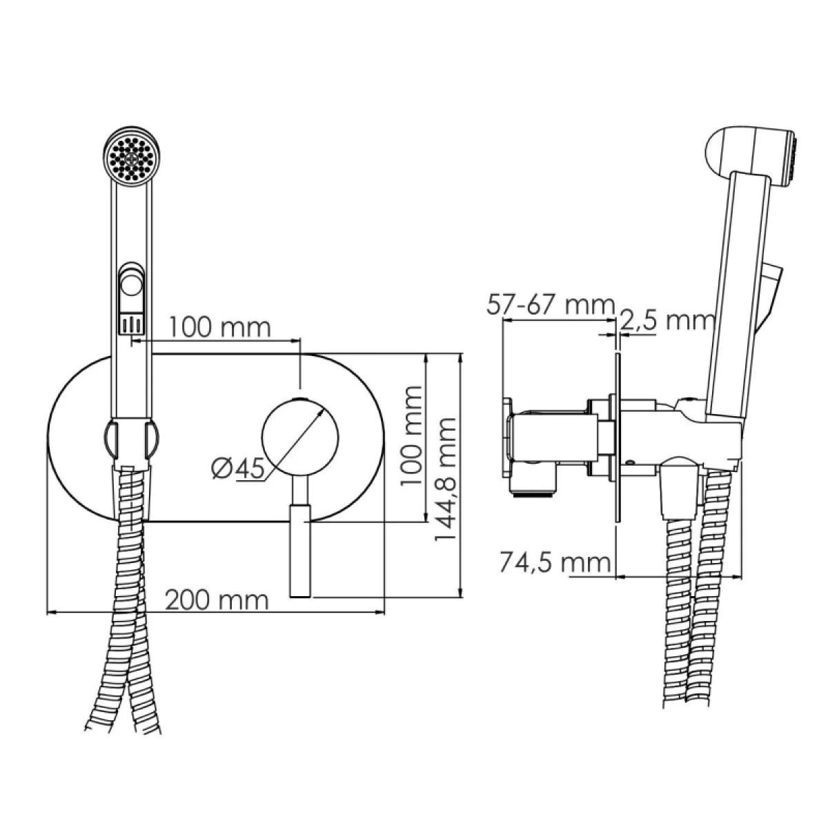 Гигиенический душ WasserKRAFT Wern 4238 со смесителем, никель