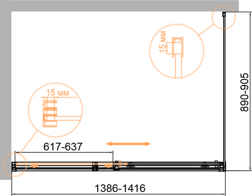 Душевой уголок Cezares Duet Soft-M 140x90 SOFT-M-AH-1-140/90-C- Cr