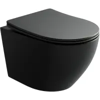Унитаз подвесной Ceramica Nova Uno CN11001MB безободковый, с сиденьем микролифт, черный матовый