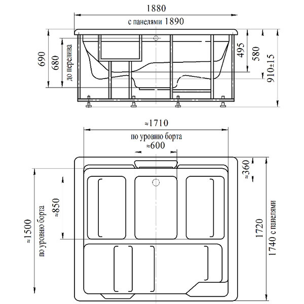 Акриловая ванна Радомир Цезарь 174х189 1-30-0-0-5-0501Б белый