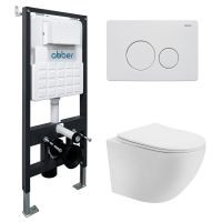 Комплект унитаза с инсталляцией Abber Bequem AC1100T-AC0105-AC0121MW с белой матовой клавишей