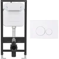 Инсталляция для унитаза Oliveeka M-6601A с кнопкой смыва, белый