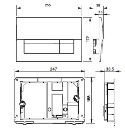 Клавиша смыва для инсталляции Roca В01 8901170B2 хром матовый