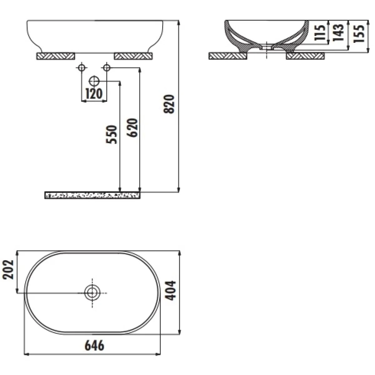 Раковина 64,6x40,4 см Creavit Minimal MN165-00CB00E-0000