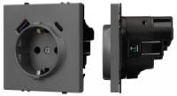 Розетка с заземлением и со шторкой и 2хUSB type A и C, без рамки Arlight NOBE 054287(1)