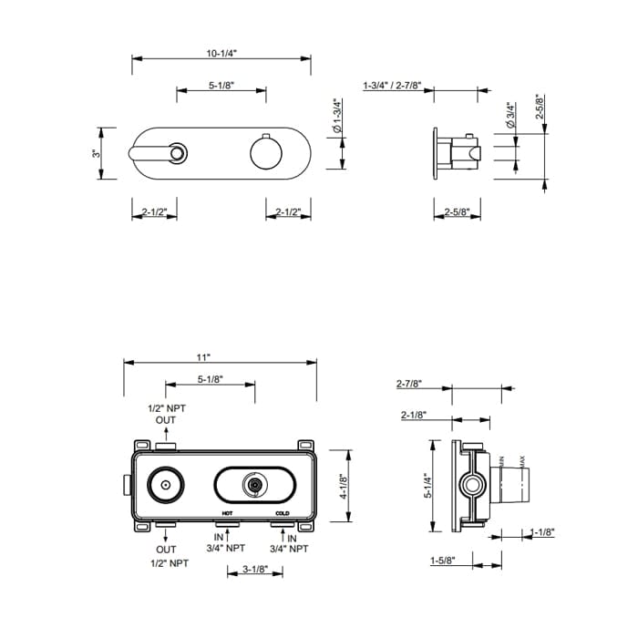Термостат для душа Fantini Icona Deco 53 P6 R873B золото
