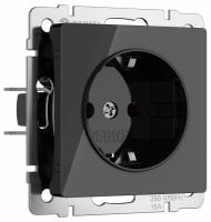 Розетка с заземлением и со шторками без рамки Werkel черный акрил W1171148