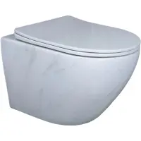 Унитаз подвесной GID Ws2198 (СС) безободковый, с сиденьем микролифт, белый мрамор