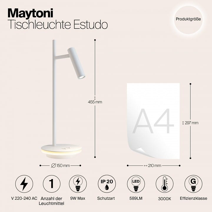 Настольная лампа офисная Maytoni Эстудо Z010TL-L8W3K