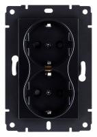Розетка двойная с заземлением, без рамки Kollinger  REA-032BK