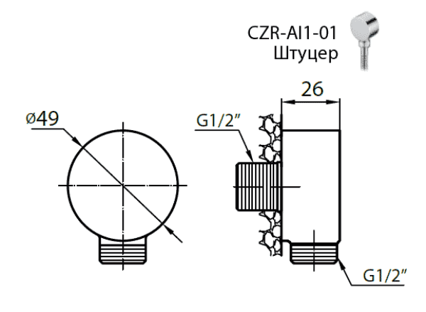 Подключение для шланга Cezares CZR-AI1-02 (CZR-C-AI1-02) бронза