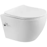 Унитаз подвесной BelBagno Marino BB7026CH-TOR-BS/SC безободковый, с функцией биде, торнадо, с сиденьем микролифт, белый