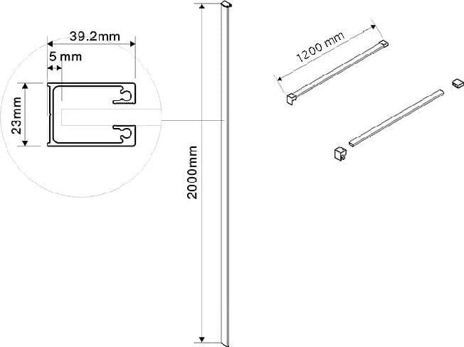 Пристенный профиль с креплениями Vincea Walk-In VHW-1W хром
