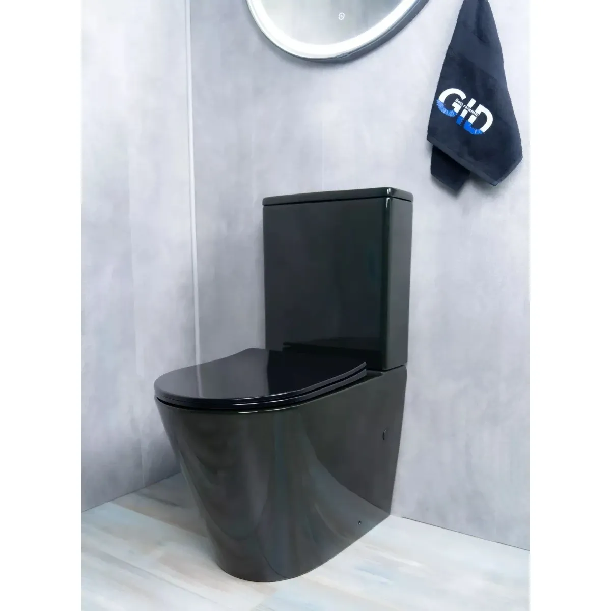 Унитаз-компакт GID Tr2179BL безободковый, с сиденьем микролифт, черный глянец