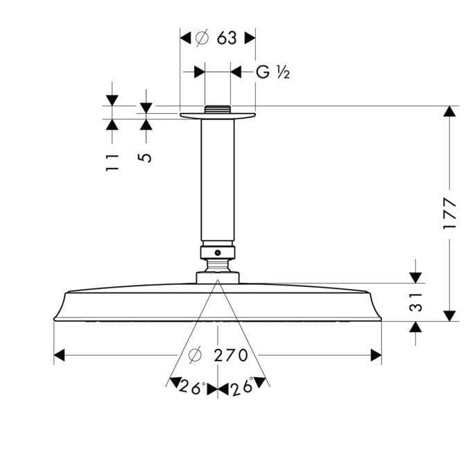Верхний душ hansgrohe Raindance Classic AIR 240 27405000 потолочный хром