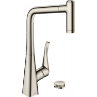 Смеситель для кухни hansgrohe Metris Select M71 320 2jet sBox 73806800 на 2 отверстия с вытяжным душем сталь