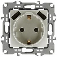 Розетка с заземлением и со шторкой и 2хUSB, без рамки Эра Эра 12 12-4109-15
