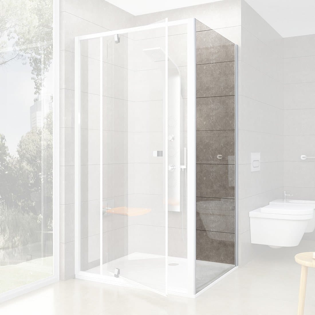 Душевая стенка Ravak Pivot PPS-80 90G40100Z1 белая+Transparent