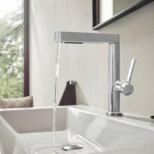 Смеситель для раковины hansgrohe Finoris 76063000 с вытяжным изливом со сливным клапаном Push-Open хром