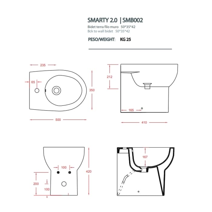 Биде напольное Artceram Smarty 2.0 SMB002 01 00bi*0