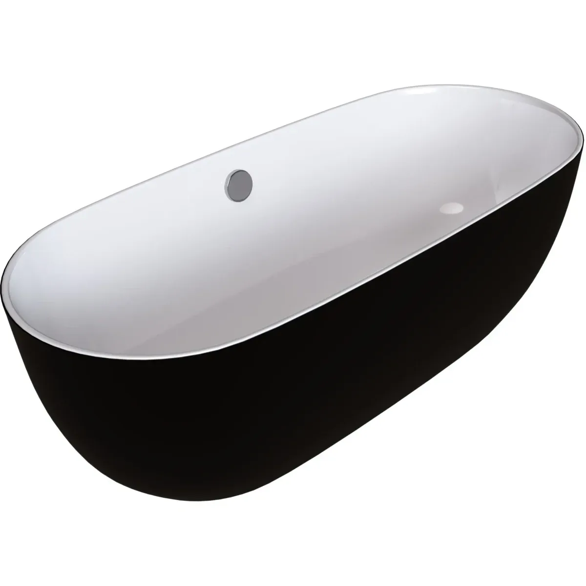 Акриловая ванна Grossman Classic GR-2401MB 150x75 см, отдельностоящая, черный матовый/белый