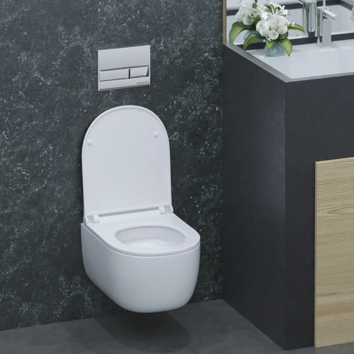 Унитаз подвесной Berges Ego XL 082118 безободковый, с сиденьем микролифт, белый