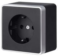 Розетка с заземлением и со шторкой Werkel Gallant (черный с серебром) W5071134