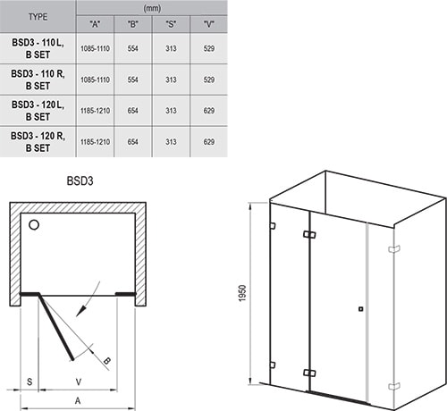 Душевая дверь Ravak Brilliant BSD3-120 R 0UPG0A00Z1 хром+Transparent